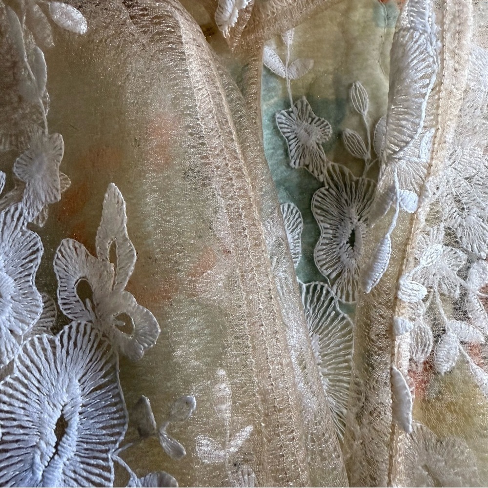 Victoria's Secret Floral Lace Bridal Robe Cream Elegant Romantic size M L - Picture 13 of 15